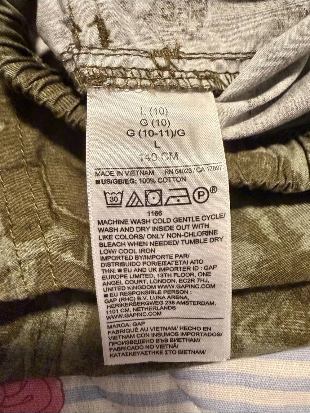 GAP Kids Olive Green Floral Cargo Jogger Pants
